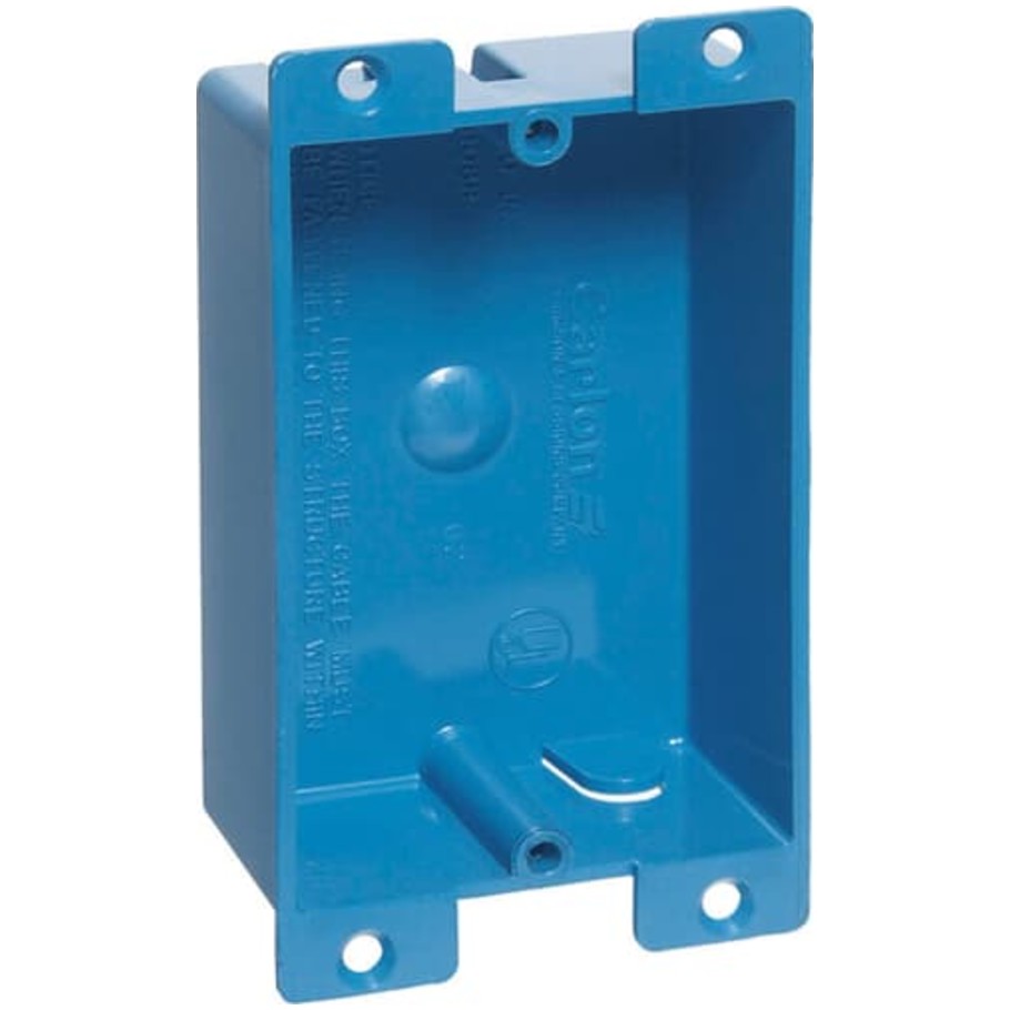 Blue Polycarbonate 1-Gang Outlet Box with Mounting Ears