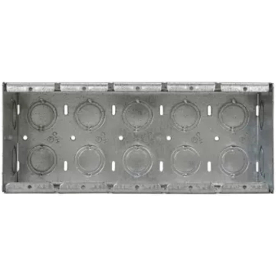 Masonry Box, Steel, 5-Gang, 3-1/2 in. D, (24) 1/2 3/4 in. C Side Knockouts, (10) 1/2 3/4 in. C Knockouts