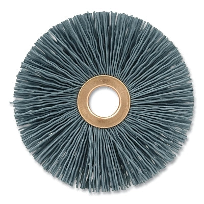 Nylox Crimped-Filament Wheel Brush, 3 in dia, 1/2 in W, 0.0140 in Bristle dia, Silicon Carbide-Coated Nylon, 10000 RPM