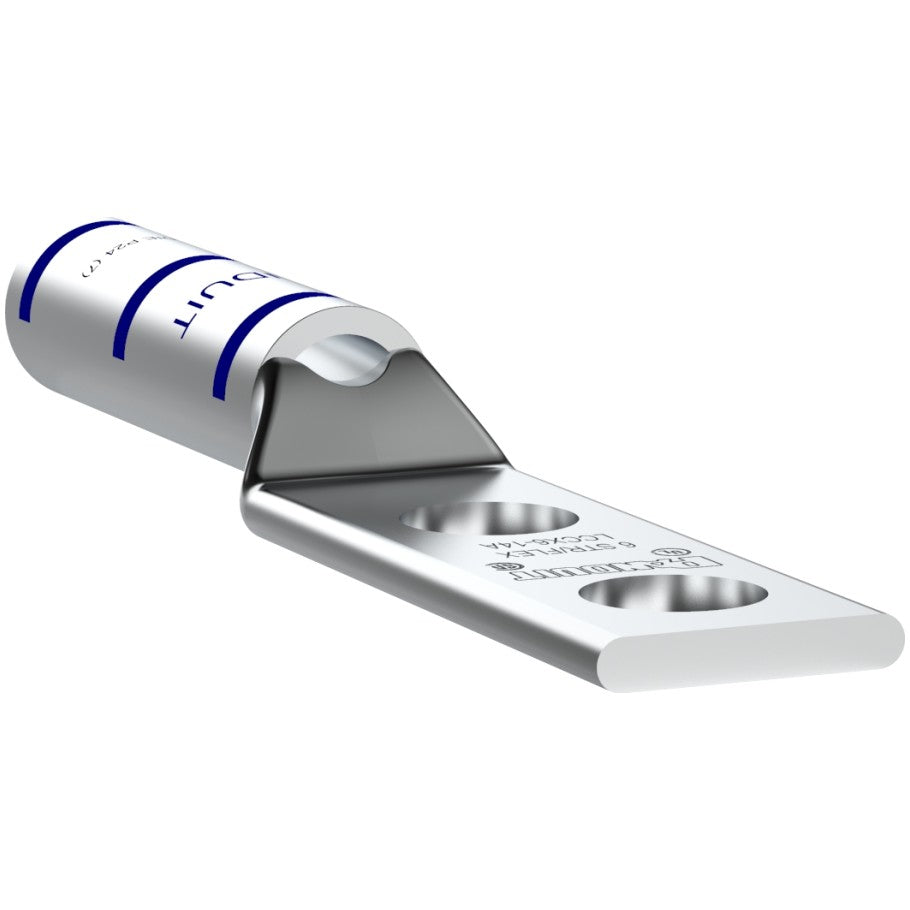 Long Barrel Flex Lug, 2-Hole, 6 AWG, Blue