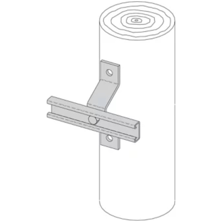 Eaton B-Line series pole bracket, 9.62" H x 12" L x 4.3750" W, Steel, Electro-plated