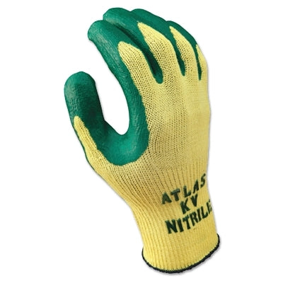Atlas Nitrile Palm-Coated Gloves, Medium, Green/Yellow
