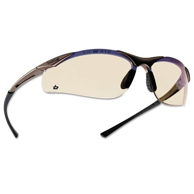 CONTOUR Safety Glasses, Copper Flash Brown Polycarbonate Lens, Anti-Scratch, Gray/Black Nylon/Rubber Frame