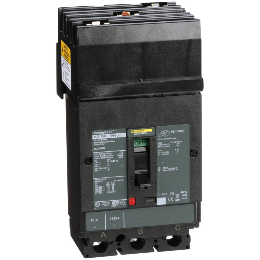 H-Frame 18kA AIR Thermal Magnetic 80A 600V 3-Pole Circuit Breaker