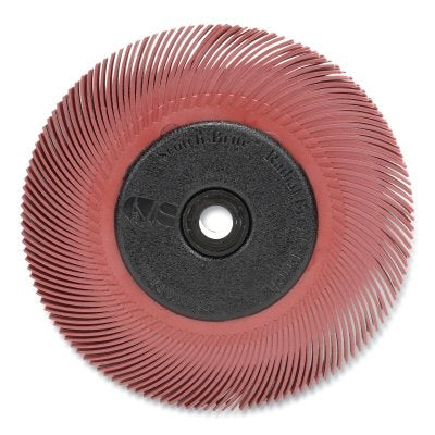 3M 048011-33213 Radial Bristle Brushes, 6 in dia, 1 in Arbor, 220 Grit, Red