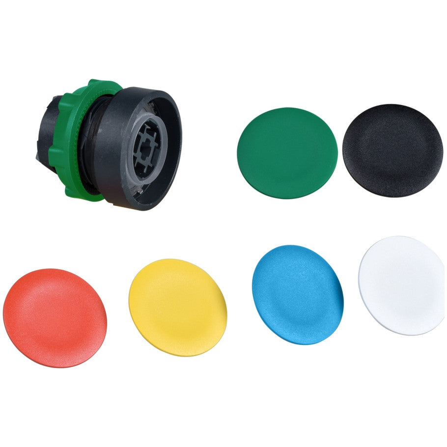 Harmony XB5 Flush Head, 6 Colored Caps, White / Black / Green / Red / Yellow / Blue, Plastic Bezel