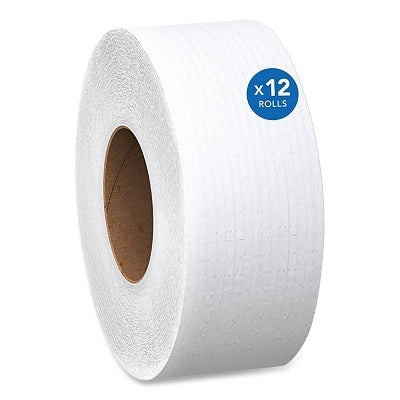 High-Capacity Jumbo Roll Toilet Paper, 1000 ft L, 3.55 in W, 12 Rolls, Standard
