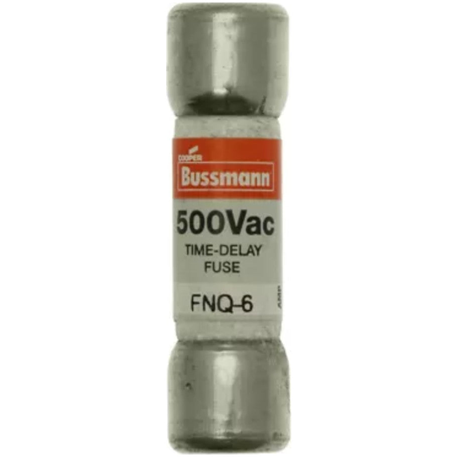 FNQ Series Time Delay Supplemental Fuse, Fiber Tube, 6A, 500V, 13/32 x 1-1/2 in., Color Code Orange