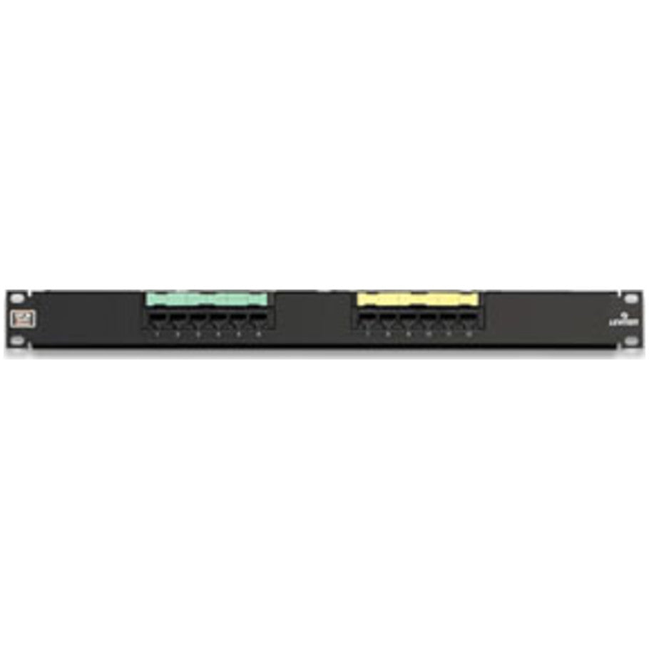 Cat 6 Universal Patch Panel, 12-Port, 1RU. Includes Cable Management Bar