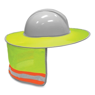 Sun Shield, Full Brim Hard Hat, One Size, Lime/Reflective Trim/Reflective Stripe with Contrasting Orange