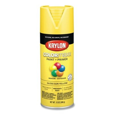 COLORmaxx Paint + Primer Spray Paint, 12 oz, Sun Yellow, Gloss
