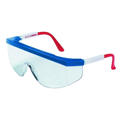 Tomahawk Protective Eyewear, Clear Lens, Duramass HC, Blue/Red/White Frame