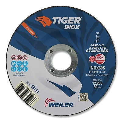 Tiger Inox Grinding Wheel, 5 in x .045 in , 7/8 AH
