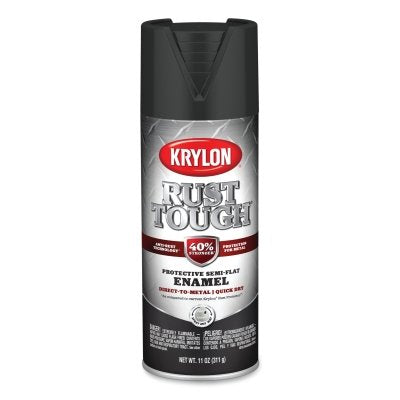 Rust Tough Aerosol Enamel, 12 oz, Black, Semi-Flat