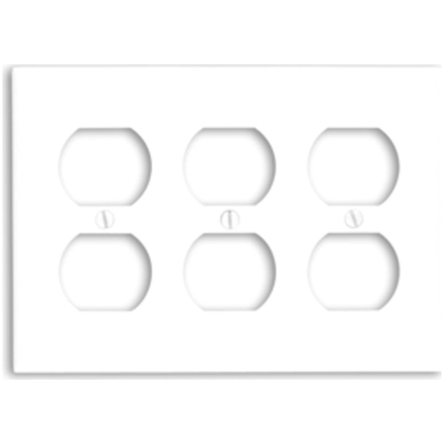 Thermoset 3 Gang Device Mount Duplex Receptacle Wall Plate, White