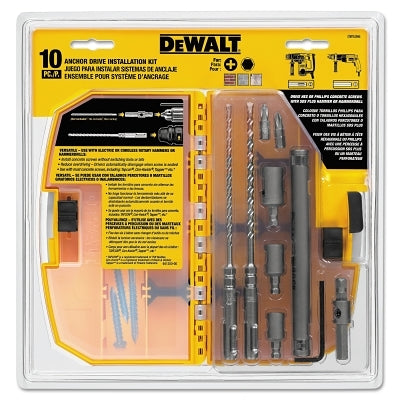 10 Piece SDS Plus Hex Bit Kit, 5/32 in & 3/16 in, Carbide Tipped