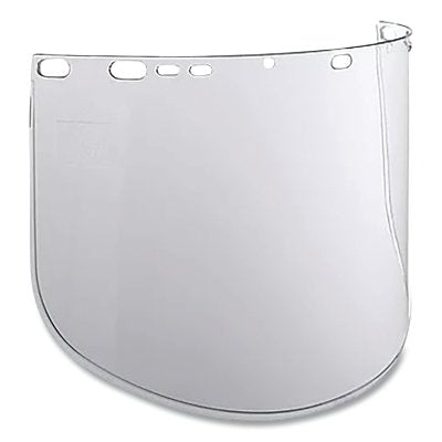 F20 Polycarbonate Faceshield, Uncoated, Clear, R Shape, Unbound, 9 in L x 15.5 in H