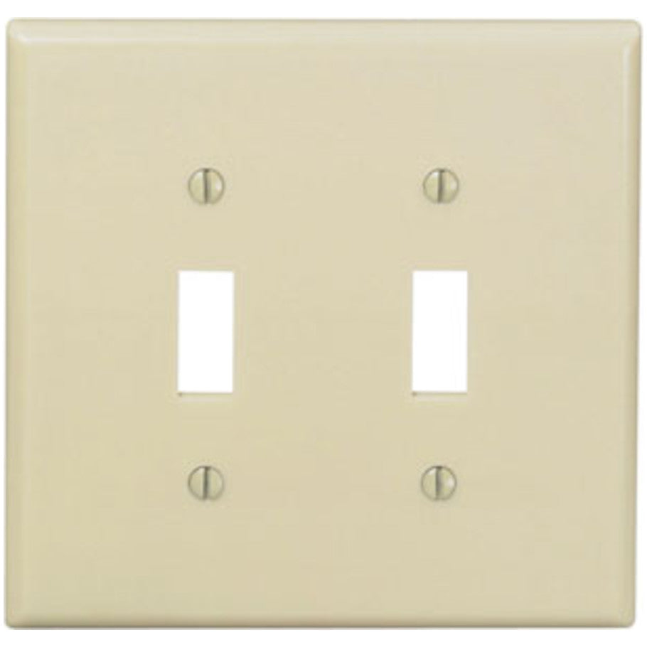 Nylon 2 Gang Device Mount Midsize Toggle Switch Wall Plate, Ivory