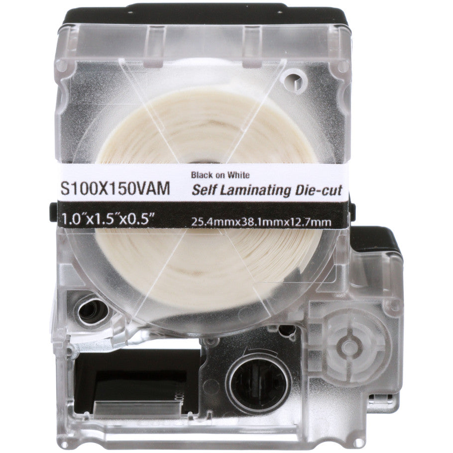PXE S100X150VAM MP Printer Self-Lam Label, Vinyl, White, 1.5 in. x1 in., 0.5 in.POH