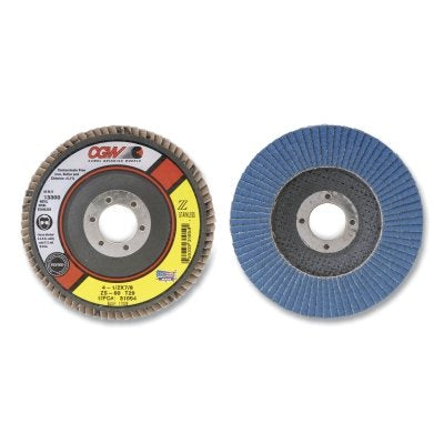 Z-Stainless Flap Disc, 4-1/2 in dia, 40 Grit, 7/8 in Arbor, 13300 RPM, T27 XL