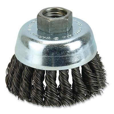 Vortec Pro Knot Wire Cup Brush, 3 in Dia., 5/8-11 Arbor, .02 in Carbon Steel Wire