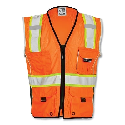 Premium BLACK SERIES Vest, 1514 HD Safety, Black/Orange/Lime/Reflective, 2XL, One 2-Tier Pencil/1-Radio/Utility/4-Pockets