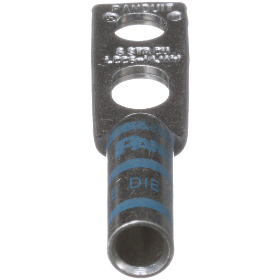 Long Barrel Lug With Inspection Window, 2-Hole, Blue, 6 AWG, 1/4 in.