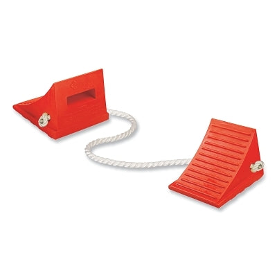 General Purpose Utility Wheel Chock, 30000 lb Load Capacity, 27 in to 35 in Tires, Orange, Includes 48 in Rope