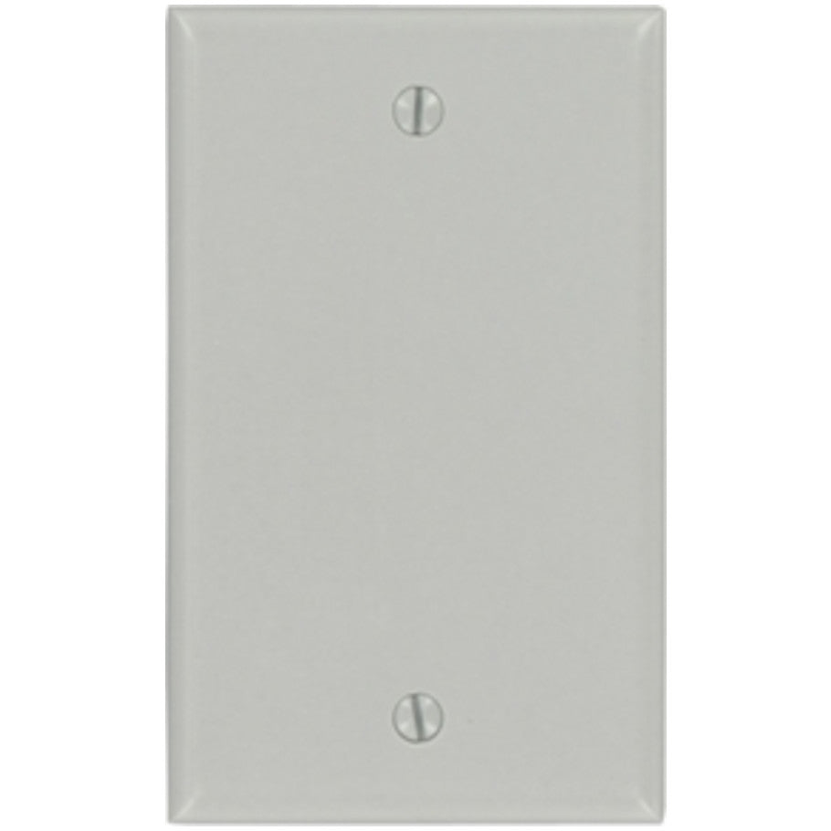 Wall Plate, Blank, 1-Gang, Box Mount, Gray Thermoset