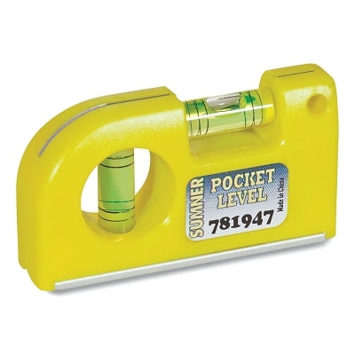 Pocket Level, 3-1/2 in L, Yellow, Plastic