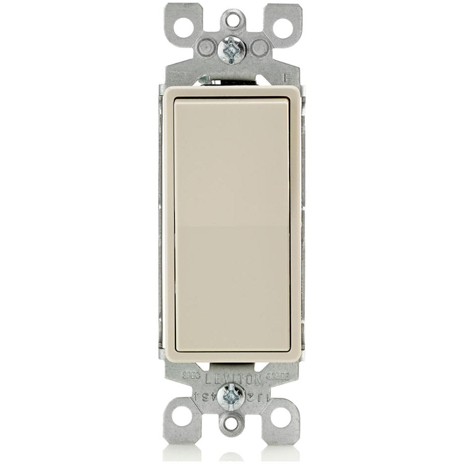 Decora Rocker Switch, Residential Grade, Self Grounding, 15A 120/277V, 3 Way, Light Almond