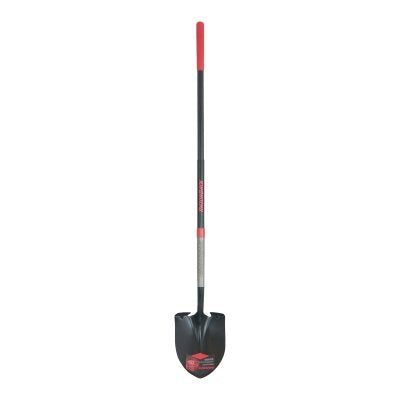 Round Point Digging Shovel, 9.5 in W x 12 in L Blade, 48 in Fiberglass Straight Handle, PowerStep/SuperSocket