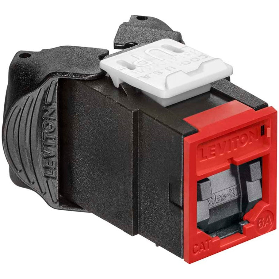 Atlas-X1 Cat 6a Component Rated Shielded QuickPort Connector with Shutters, Crimson