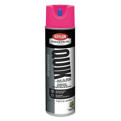 Quik-Mark Solvent-Based Inverted Marking Paint, 17 oz wt, Aerosol Can, Fluorescent Hot Pink