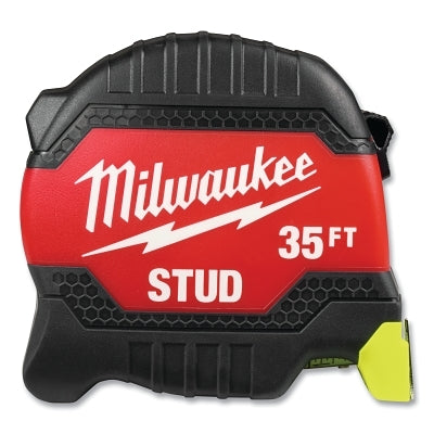 STUD Tape Measure, 35 ft, SAE, Two-Sided Printing, Hi-Vis Blade, Red/Black