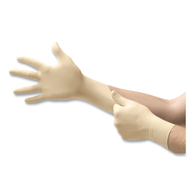 69-210 Natural Rubber Latex Disposable Gloves, Inner Polymer Coating/Powder-Free/Smooth, 3.5 mil Palm/4.3 mil Finger, Medium