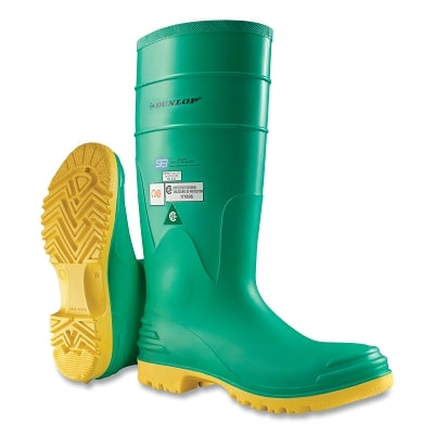 Hazmax Steel Toe/Midsole Rubber Boots, Men's 7, 16 in Boot, PVC, Green/Yellow