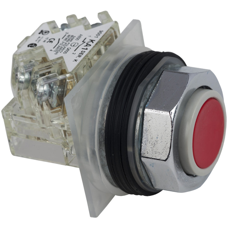 Non-Illuminated 30mm Pushbutton Operator, Momentary, 1NO/1NC Contact (KA1), No Guard, Red Pushbutton Head