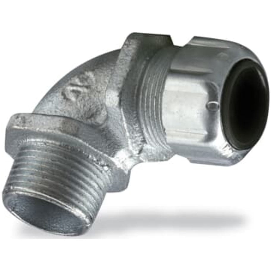 NPT Threaded, Cable Gland Connector, Liquidtight Connector and Coupling, Iron, 90 Degree, 1/2 in.