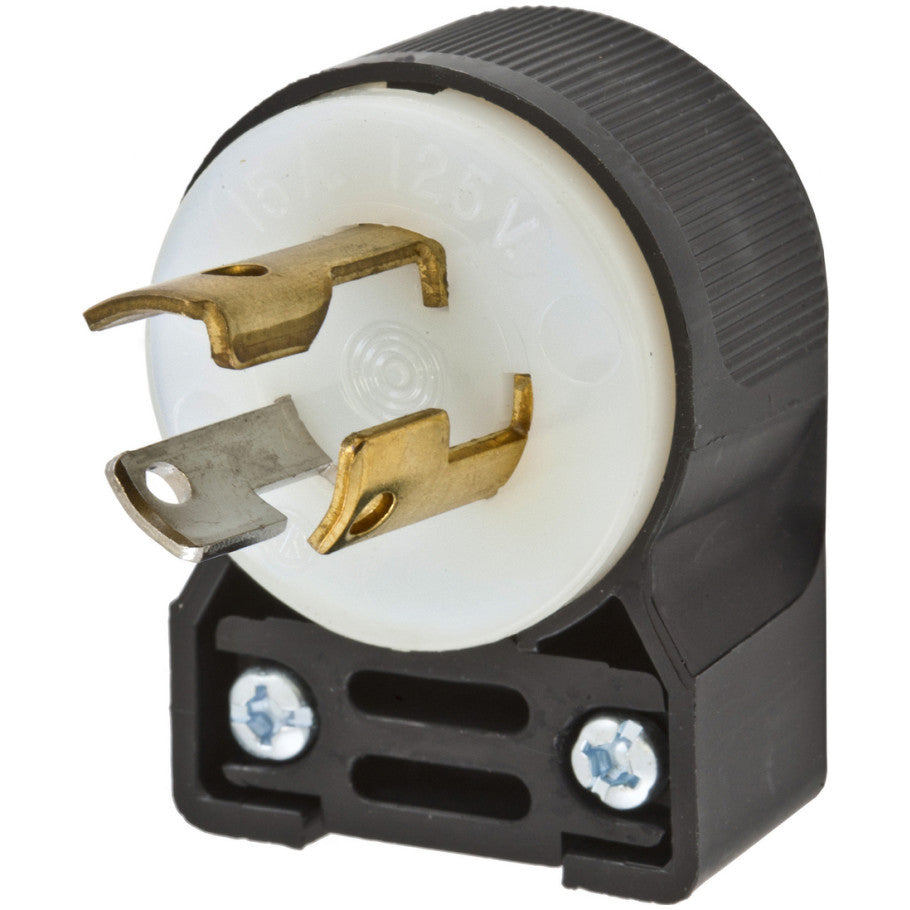 Twist-Lock Insulgrip 15A 125V 2P3W Black and White Nylon 8-Position Angle Plug With Multiple Drive Screws