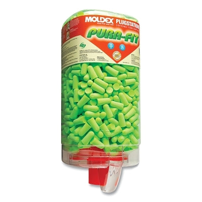 PlugStation Earplug Dispenser, Disposable Plastic Bottle, Foam Earplugs, Bright Green, Pura-Fit