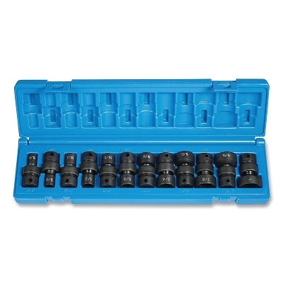 Impact Socket Set, 3/8 in Dr, SAE, 6-point, 5/16 in to 1 in, 12-Pc STD Length