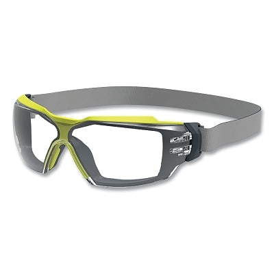 MX350 Safety Glasses with Gasket, Clear*, TruShieldS, Gray/Lime, Chemical-Resistant Neoprene Strap