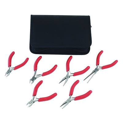 6 Pc Mini Pliers Set, Angle, Transverse, Diagonal, Needle Nose, Slim Nose