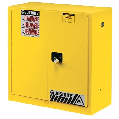 Sure-Grip EX Flammable Safety Cabinet, Manual-Closing, 30 gal, Yellow, 44 in H, 2 Doors