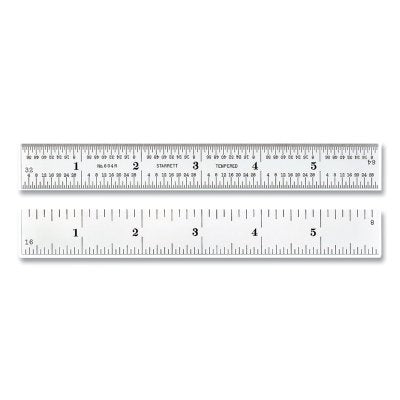 Steel Rule, 6 in, 4R, Steel, Spring Tempered, Hook