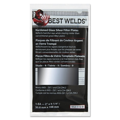 Glass Silver Mirror Filter Plate, Silver/9, 2 in x 4.25 in, Glass