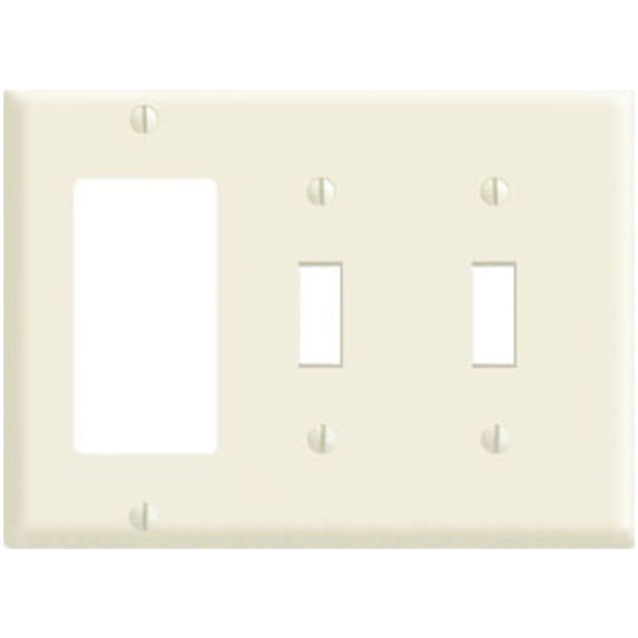 Thermoset 3 Gang Device Mount Combination (1) Decora/GFCI Device and (2) Toggle Switch Wall Plate, Light Almond