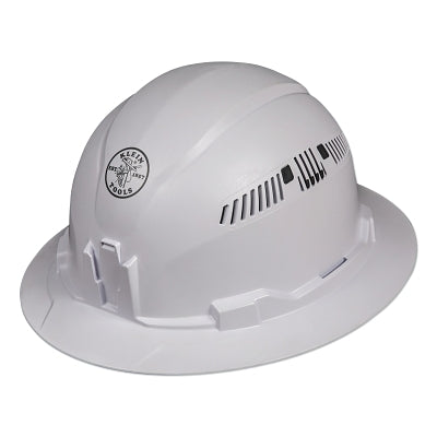 Hard Hat, 4-point Suspension, Full Brim Vented, White