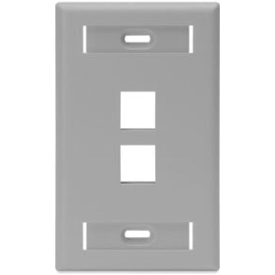 Single-Gang QUICKPORT Wallplate with ID Windows, 2-Port, Gray